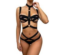 Seductive women's lingerie set lace for seductive nights, special moments as nightwear or pyjamas, black, S