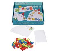 See and Spell Learning Toy Alphabet Early Education Cognitive Puzzle Word Spelling Exercise Letter Game for Kids Aged 3 and Up with 52 Wooden Letter Blocks 28 Cards Storage Bag