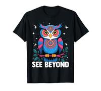 See Beyond Psychedelic Eye Hippie Owl Cosmic Trippy Colorful T-Shirt