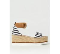 See By Chloe Women's Platform Wedge Sandals Striped Canvas - Blue - 40 EU
