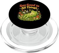 See Good in All Things Cute Floral Frog Positivity Quote PopSockets PopGrip for MagSafe