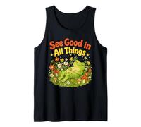 See Good in All Things Cute Floral Frog Positivity Quote Tank Top