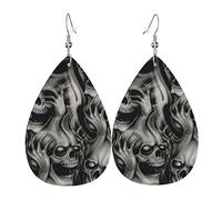 See Hear Speak No Evil Skeletons Skulls Women Earrings Faux Leather Dangle Eardrop Drop Earring Fashion Jewellery Gift For Wife Daughter Girlfriend Christmas