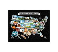 See Many Places Scratch Off Map of the United States - 28x22in Frameable Black Travel Map with Custom State Pictures & Gold Foiling