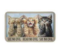 See No Evil Cats Trio Anti-Fatigue Floor Mat, Ergonomic Cushioned Kitchen & Standing Mat with Non-Slip Backing, Eco-Friendly Comfort Mat, Design by Jim Baldwin, 30"x18"
