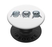 See No Evil Hear No Evil Speak No Evil Skull Skeleton Art PopSockets Adhesive PopGrip