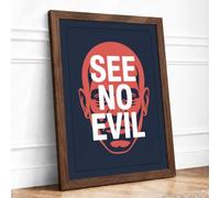 See No Evil Modern Framed Wall Art Print A2 (59.4×42cm) Walnut, Wall Decor for Living Room, Bedroom, Office & Home, Ready to Hang, Art Gift