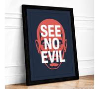 See No Evil Modern Framed Wall Art Print A3 (42×29.7cm) Black, Wall Decor for Living Room, Bedroom, Office & Home, Ready to Hang, Art Gift