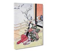 See The Birds Fly By Harunobu Suzuki Asian Japanese Canvas Wall Art Print Ready to Hang, Framed Picture for Living Room Bedroom Home Office Décor, 20x14 Inch (50x35 cm)