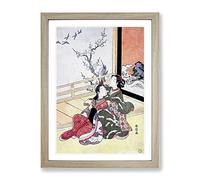 See The Birds Fly By Harunobu Suzuki Asian Japanese Framed Print | A4 Oak Framed Wall Art | Ready to Hang | Asian Nature Picture | Living Room Bedroom Lounge Office