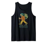 See The World Hiker Globe on Back Tank Top