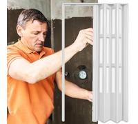 See Through Accordion Door, 90'' High Aluminium Multifold Interior Doors for Doorway/Pantry/Closet, Folding Sliding Door Room Divider Gate, No Bottom Track