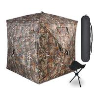 See Through Ground Blind, Hunting Blind, 2/3 Person Soft Material Pop-Up Camouflage Tent，Easy-Fold Portable Concealed Shelter with Carrying Bag