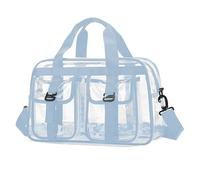 See Through PVC Gym Bag with Roomy Interior for Sports Accessories Quick Airport Security Check Practical Shoulder Strap PVC Outdoor Adventures Storage Bag, Sky Blue, Mass Beauty