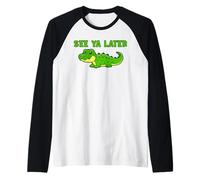See Ya Later Alligator Cute Green Gator Design Raglan Baseball Tee