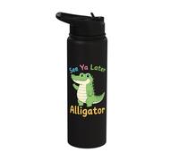 See Ya Later Alligator Playful Cute Crocodile Graphic Stainless Steel Insulated Water Bottle