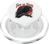 See Ya Soon Raven Crow Red Moon Halloween Horror PopSockets PopGrip for MagSafe