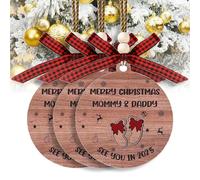 See You in 2025 Wooden Christmas Tree Ornament - Merry Christmas Mommy & Daddy See You Pregnant New Year Ornament - Baby Shower on Christmas Day Pregnancy Announcement Gifts for Expecting Mom (3 Pcs)