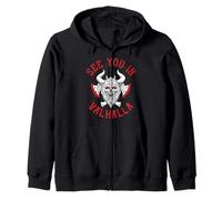 See You In Valhalla Viking Design Zip Hoodie