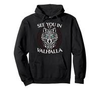 See You In Valhalla Wolf Viking Design Pullover Hoodie