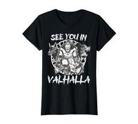 See You in Valhalla Wolves Odins Viking Men Ravens T-Shirt, Women, Black, Medium