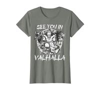 See You in Valhalla Wolves Odins Viking Men Ravens T-Shirt, Women, Olive Heather, 3X-Large