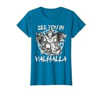 See You in Valhalla Wolves Odins Viking Men Ravens T-Shirt, Women, Sapphire Blue, Small