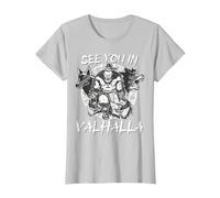 See You in Valhalla Wolves Odins Viking Men Ravens T-Shirt, Women, Silver Grey, X-Large