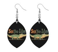 See You Later Alligator Womens Wooden Dangle Earrings for Adults Drop Pendant Trendy Jewelry