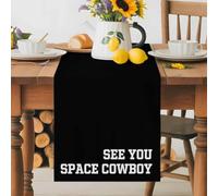 See You Space Cowboy Words Table Runner 36 Inches Long, Minimalist Black Background Washable Table Runners Heat-Insulation Kitchen Dining Table Decorations for Home Party Decor 13x36in