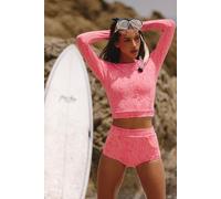 Seea Palomar UV Protection Crop Top Rashguard at Free People in Pink Glow, Size: Medium - female