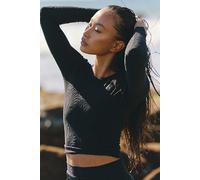 Seea Palomar UV Protection Crop Top Rashguard at Free People in Sunray Black, Size: Small - female