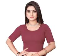 SEEANS Polyester Crush Fabric Readymade Full Stretchable Blouse for Women (Copper Rust, 41" to 45" Bust)