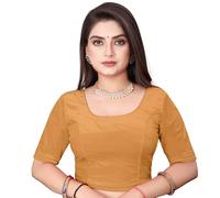 SEEANS Women's Velvet Stretchable Saree Blouse | Readymade Full-Stitched Half Sleeve Choli | Soft & Comfortable Partywear Crop Top | Traditional & Festive Wear | CHIKU, 36" to 40" Bust Stretchy