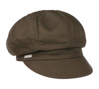 Seeberger Azalee Newsboy Cap Cotton (One Size - Olive)