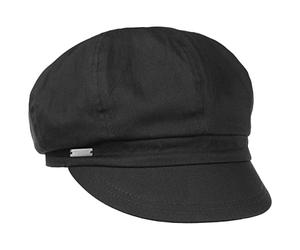 Seeberger Azalee Newsboy Cap Women - Cotton Summer with Peak, Lining Spring-Summer - One Size Black