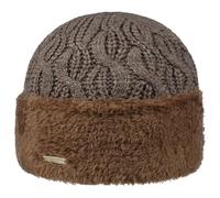 Seeberger Faux Fur Cuff Knitted Beanie Women's Hat with Envelope, Lining Autumn/Winter - One Size Taupe