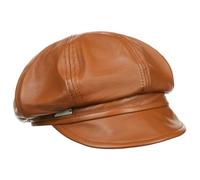 Seeberger Leather Newsboy Cap Baker boy hat Women´s (M (56-57 cm) - Cognac)