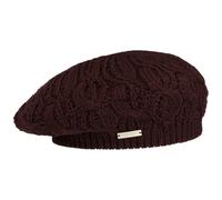 Seeberger Plain Knitted Basque Winter Basque Women's Basque Beret Hat with Lining Autumn Winter, bordeaux, One Size