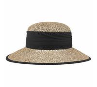 Seeberger Talea Beach Straw Hat Women - Summer Sun Hats with Grosgrain Band, Piping Spring-Summer - One Size Black
