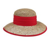 Seeberger Talea Beach Straw Hat Women - Summer Sun Hats with Grosgrain Band, Piping Spring-Summer - One Size red