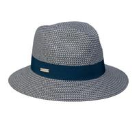 Seeberger Vandia Traveller Straw Hat Women - Garden Summer Beach with Grosgrain Band Spring-Summer - One Size Blue-Navy
