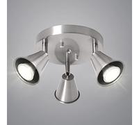 SEEBLEN 3-Light Industrial Directional Track Lighting, Adjustable Round Ceiling Spotlight, Morden Nickel Flush Mount Kitchen Light for Kitchen,Hallway,Dining Room,Porch,Office.Gu10 Bulbs Included