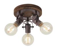 SEEBLEN 3-Light Rustic Track Lighting, Adjustable Flush Mount Ceiling Light with Espresso Wood Base, Dark Bronze Ceiling Track Light for Kitchen Island, Dining Room, Hallway, Entryway