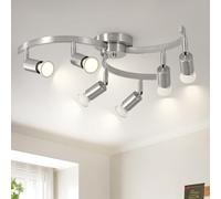 SEEBLEN 6 Light Spot Lights Ceiling, Flexibly Rotatable Heads, Nickel Semi Flush Mount Ceiling Light for Kitchen Dining Room Living Room.Gu10 Bulb Base.