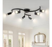 SEEBLEN 6 Light Track Lighting Fixtures Ceiling, Flexibly Rotatable Heads, Black Semi Flush Mount Ceiling Light for Kitchen Dining Room Living Room.Gu10 Bulb Base.