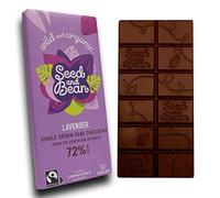 Seed and Bean Lavender Organic Extra Dark Chocolate Bar, Vegan (72% Cocoa) - 10 x 75g Bars