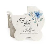 Seed Bloom 24pcs Blue Carriage-Shaped Gift Tags with Wildflower Seeds - Writable Gift Wrap Tags for Baby Showers, Mother's Day Present, Party Favors, DIY Crafts, & Earth Day Decorations