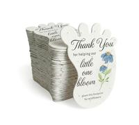 Seed Bloom 24pcs Blue Footprint-Shaped Gift Tags with Wildflower Seeds - Writable Gift Wrap Tags for Baby Showers, Mother's Day Present, Party Favors, DIY Crafts, & Earth Day Decorations
