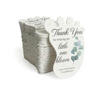 Seed Bloom 24pcs Green Footprint-Shaped Gift Tags with Wildflower Seeds - Writable Gift Wrap Tags for Baby Showers, Mother's Day Present, Party Favors, DIY Crafts, & Earth Day Decorations